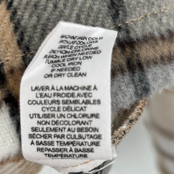 For the Republic Plaid Shacket Beige Gray Oversize Button Front Jacket Large NWT - Picture 8 of 9